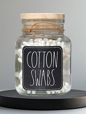 Rae Dunn White Cotton Swabs Jar